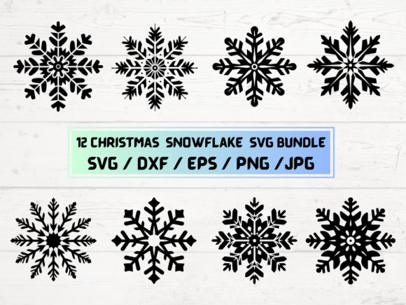 12 CHRISTMAS Snowflake SVG Bundle: Graphics for Crafts & Seasonal Branding