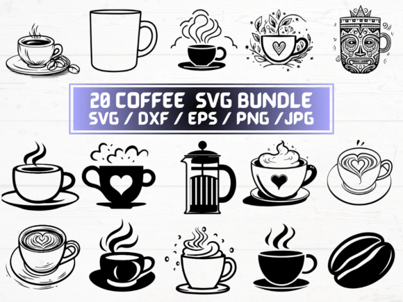 20 Coffee SVG Files for Crafts & Graphics