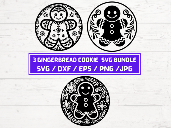 3 CHRISTMAS Gingerbread Cookie SVG Bundl: Graphics for Crafts & Local Branding