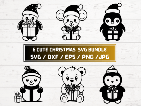 6 Cute CHRISTMAS SVG Bundle: Graphics for Crafts