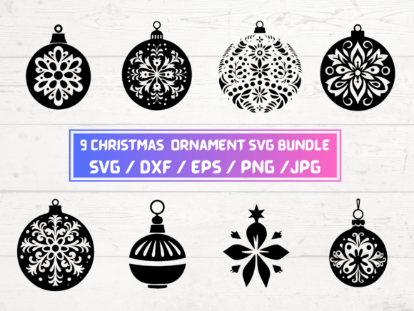 9 Christmas Ornament SVG Bundle: Graphics for Crafts