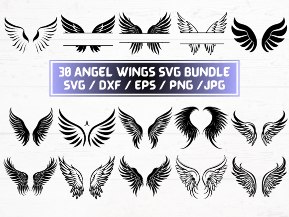 Angel Wings SVG, DXF, EPS, JPG: Graphics for Local Crafts & Branding