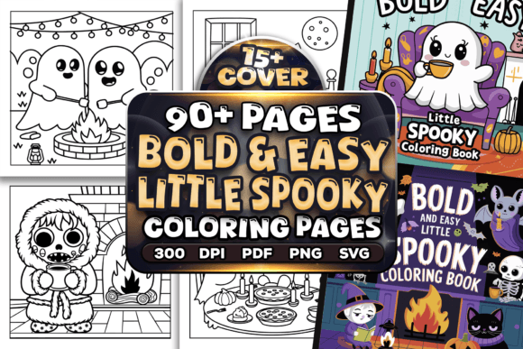 Bold Easy Little Spooky Coloring Pages & Graphics