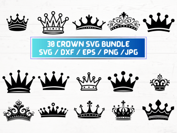 Crown SVG, DXF, EPS, JPG: Graphics for Crafts & Creative Brands