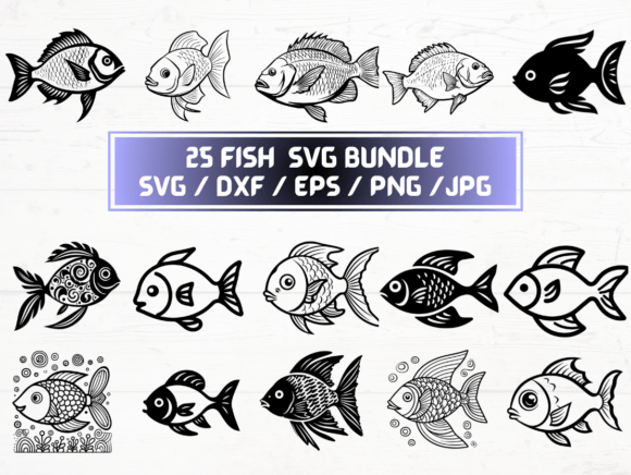 Fish SVG DXF, EPS, JPG
