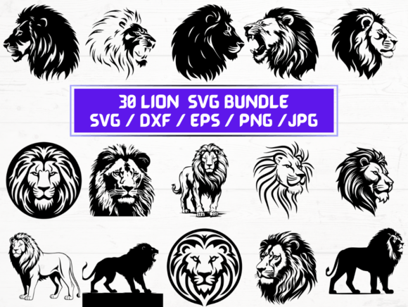 Lion SVG, DXF, EPS, JPG: Premium Graphics for Crafts & Content