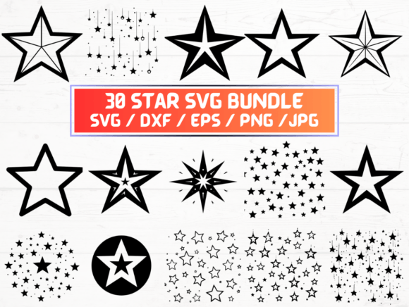 Star SVG, DXF, EPS, JPG: Graphics for Crafts & Creative Design